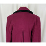 Spiegel Wool Velvet Long Maxi Double Breasted Peacoat Coat Womens 12P Raspberry