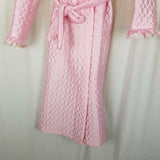 Vintage 1970s Bees & Jam Bubblegum Pink Lace Quilted Tie Sash Bath Robe Girls 8