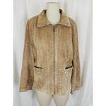 B.T. Limited Brushed Leather Suede Braided Trim Jacket Womens L Full Zip Up