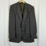 Vintage Plaid Wool Sport Coat Blazer Jacket Mens 40 Riding Equestrian Logo