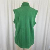 LL Bean Fleece Vest Womens XL Full Zip Up Bright Green Stretch Funnel Neck