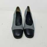 Andre Assous Navy Blue Herringbone Colorblock Wedge Heels Womens 6.5 B Italy