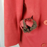 LL Bean Wool Cashmere Double Breasted Peacoat Jacket Short Coat Womens 6P Coral