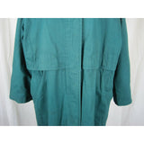 London Fog Towne Cape Top Wool Lined Cinch Waist Spy Trench Coat Womens 12 Green