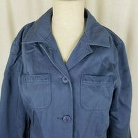 LL Bean 100% Cotton Button Up Safari Field Jacket Blazer Womens 8 Blue Riding