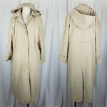 London Fog Petites Hooded Insulated Long Trench Coat Womens MP Zip Out Liner Tan