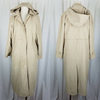 London Fog Petites Hooded Insulated Long Trench Coat Womens MP Zip Out Liner Tan
