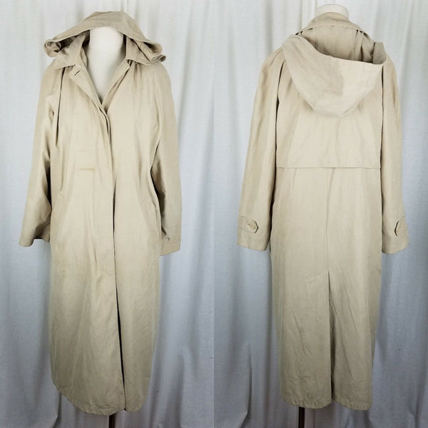 London Fog Petites Hooded Insulated Long Trench Coat Womens MP Zip Out Liner Tan