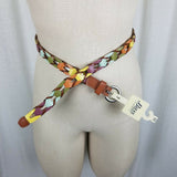 G.H. Bass Colorful Leather Chain Link Loops Braided Buckle Belt Womens M 36"