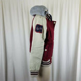 Delia's Hooded Wool Faux Leather Sleeves Varsity Bomber Baseball Jacket Womens L