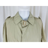 Vintage Fox Knapp Belted Placket Front Lightweight Rain Trench Coat Mens M Khaki