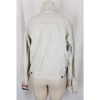 Tie One On NY Embellished Ribbon Trim Trucker Denim Jacket Womens L Jean Bone