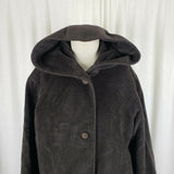 Jones New York Hooded Wool Midi Peacoat Coat Womens 6 Chocolate Brown G-III Long
