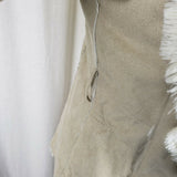 Mystree Vegan Faux Suede Sherpa Lined Drape Ruffled Swing Jacket Coat Womens S