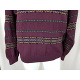 Burrati Uomo Knit Pure New Wool Nordic Ski SWEATER Pullover Ireland Red Mens L