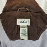 LL Bean Petites Chocolate Brown Corduroy Trucker Style Jean Jacket Womens LP