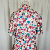 Vintage Handmade Wrap Dress Womens L XL Floral Cotton Belted Tie Shawl Collar