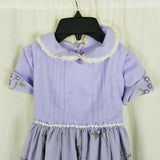 Vintage Handmade Weighted Embroidered Floral Dressy Twirl Dress Girls 6 Lavender