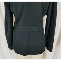 Gap Stretch Black Half Belted Back Full Button Up Jacket Womens 8 Apron Pockets