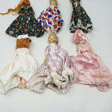Vintage Mid Century Dolls 7 in Jester Victorian Ball Gowns Lot of 6 Sleepy Eyes