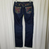 Coogie Embroidered Denim Blue Jeans Womens 7 8 Loud Abstract Hip Hop Sexy Flirty