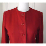 Sterns Worsted Wool Twill Collarless Button Up Cropped Jacket Womens 8 Vintage