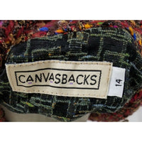 Vintage 80s CanvasBacks Wool Silk Patchwork Art to Wear Woven Jacket Womens 14