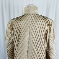 Sabing Bach Silk Ruched Open Front Swing Blazer Jacket Womens L Diagonal Striped