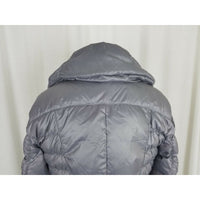 Kenneth Cole Quilted Down Puffer Parka Jacket Womens XS Silver Metallic Gray