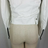 Imperial Asymmetrical Side Zip White Leather Moto Biker Jacket Womens XS Italy