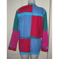 Colorblock Patchwork Quilted Wrap Open Front Belted Jacket Womens M Boho Hippie