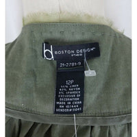 Boston Design Studio Linen Olive Cropped Snap Up Beaded Blazer Jacket Womens 12P