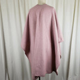 Modena Vegan Faux Wool Reversible Wrap Shawl Poncho Cape Womens OS Pink Tan