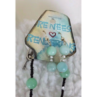 Renees Renderings Agate Quartz Green Beads Beaded Necklace Earrings Set Jewelry