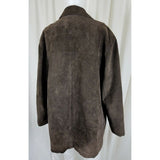 Dockers Brown Brushed Leather Suede Rancher Coat Mens XL Quilted Long Jacket