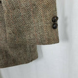 Vintage HARRIS Tweed Blazer Brown Herringbone Wool Sport Coat Jacket Mens 42R