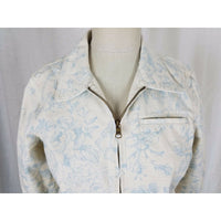LRL Ralph Lauren Jeans Blue Floral French Toile Denim Jean Jacket Zip Womens M