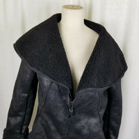 Unplugged Museum Brand Jacket Rancher Bomber Faux Shearling Womens S Black Coat