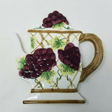 GRAPES Ceramic Trivet Reverse For Wall Plaque Tea Pot Grapevine Hand Painted NIB