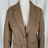 Vintage The Scottish Lion Tan 100% Pure Wool Blazer Jacket Womens M Scotland