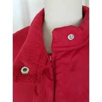 Vintage J Crew Red Zip Up Goose Down Nylon Quilted Puffer Vest Womens XL Funnel