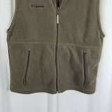 Columbia Fleece Vest Full Zip Up Lightweight Mens M Beige Gray Outdoor Adventure