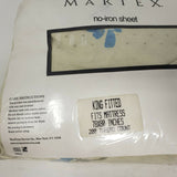 Vintage Martex No Iron Blue Floral King Fitted Sheet 78x80 NOS Westpoint Stevens