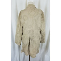 J.Jill Canvas Cotton Embroidered Pleated Fit & Flare Riding Jacket Coat Womens M