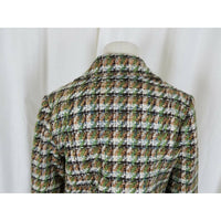 Millard Fillmore Green Houndstooth Tweed Cropped Jacket Womens 10 Woven Vegan