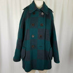 Anthropologie Cartonnier Green Plaid Poncho Cape Swing Peacoat Jacket Womens M