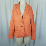 LL Bean Signature Apricot Cotton Summer Weight Blazer Jacket Womens 14 Stretch