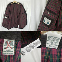 LL Bean Red Plaid Flannel Lined Chocolate Brown Corduroy Jacket Blazer Mens 44