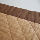 Vintage Quilted Microfiber Contrast Trim Throw Blanket 55x78 70's Brown Twin