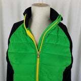 LRL Ralph Lauren Quilted Puffer Fleece Full Zip Up Jacket Womens L Green Black